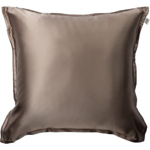Silke Pudebetræk med Lynlås, 100 % Morbærsilke, 60x63 cm, Mørk Beige
